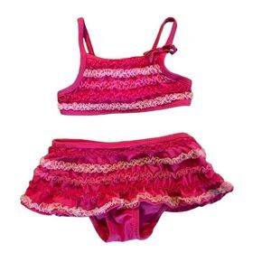 Koala Kids Swimsuit Pink Ruffled Bikini Size 18 Months